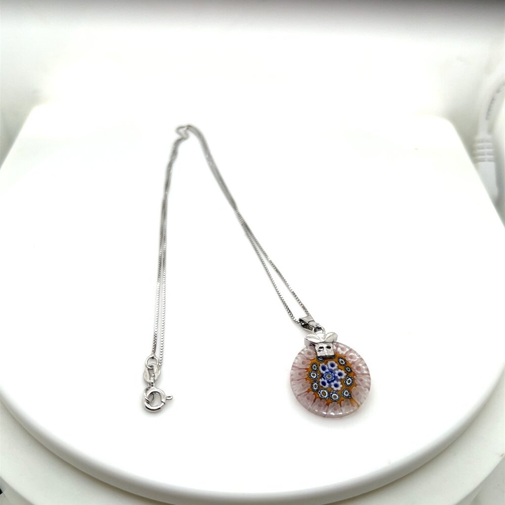 Sterling Silver and Murano Italy Handmade Glass Pendant
